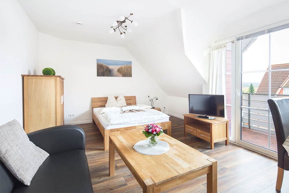 Appartement auch für Wochenendgäste in der Pension Schmidt Appartement mit Doppelbett auch für Wochenendgäste